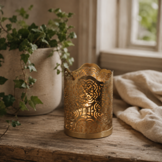 Lykta - Snowflake guld S