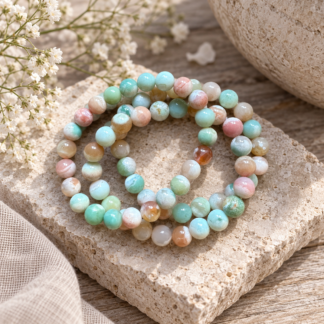 Armband - grön blomsteragat 8 mm