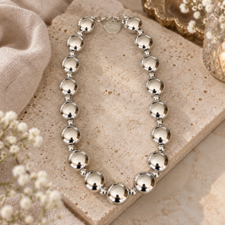 Silver bead necklace