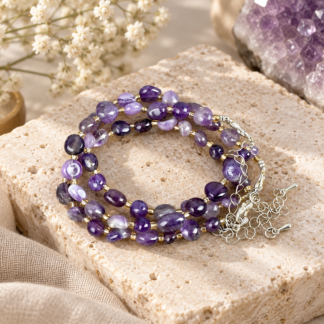 Armband - ametist freeform 7 mm