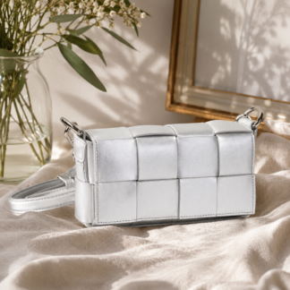 Braided phone bag - silver