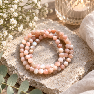Armband - peach moonstone 7 mm