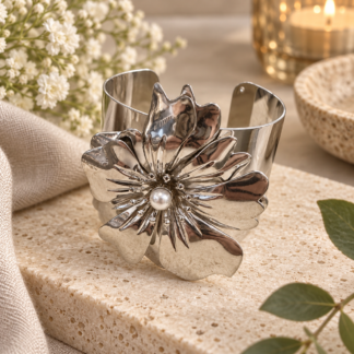 Bangle - big flower silver