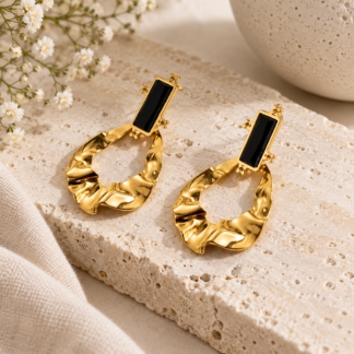 Örhänge - black hoop gold