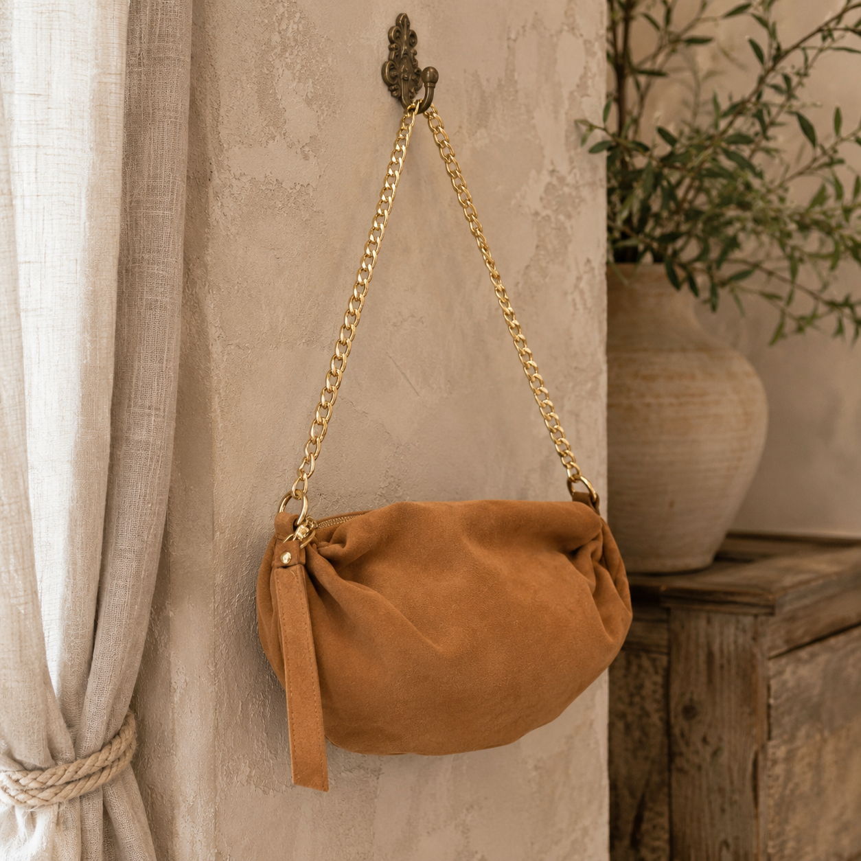 BTF suede bag – cognac